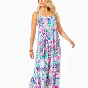 NWT Lilly Pulitzer Loro Maxi Dress Patch to Match Size M Fits Large RARE
